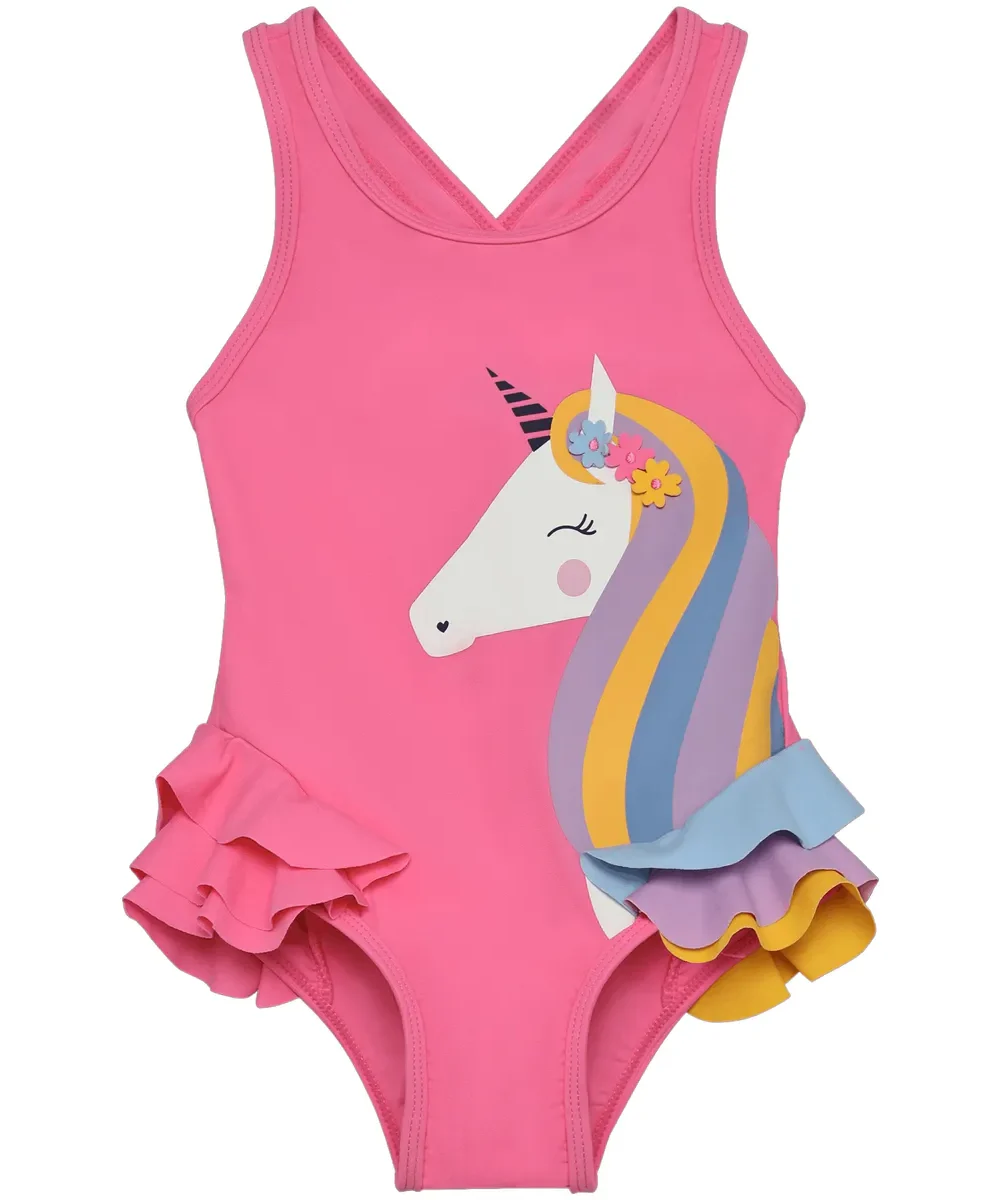 Color Kids Swimsuit W. Application - Badedrakt Pink Lemonade